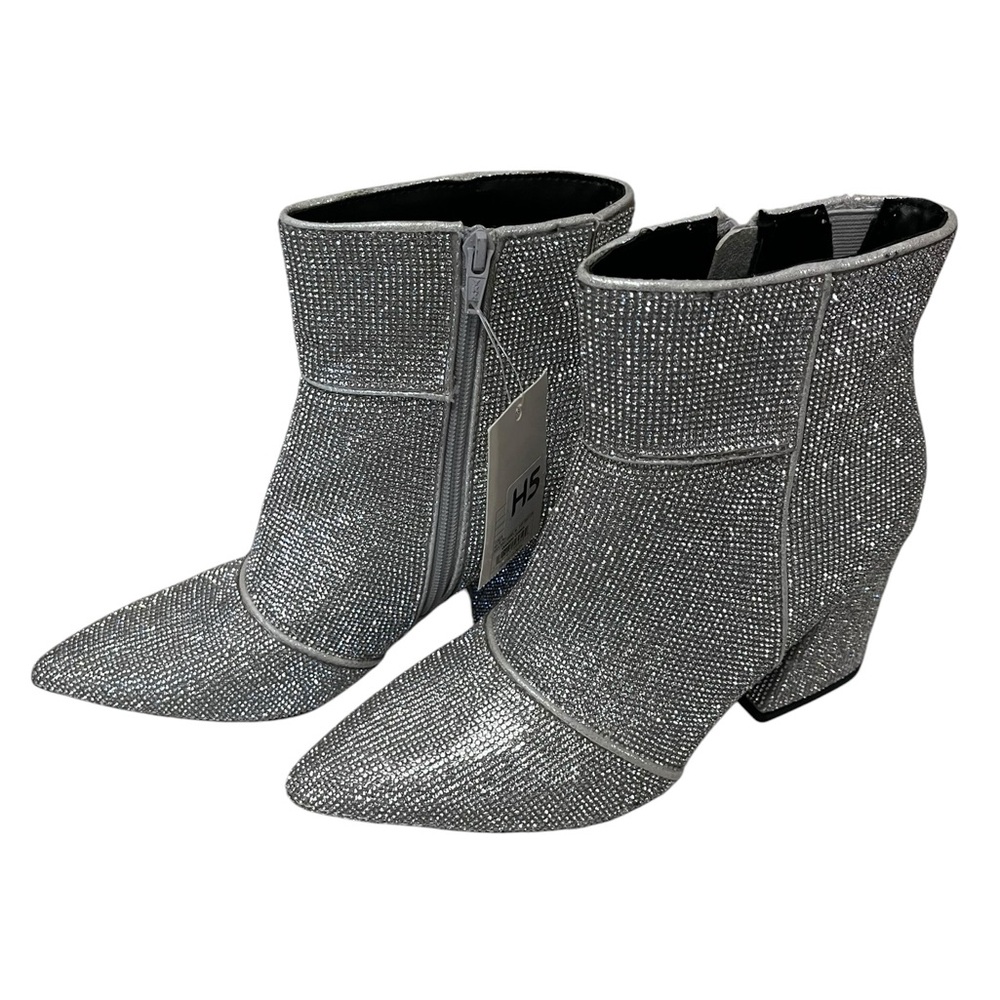 NEW A NEW DAY Silver Glitter Pointed Toe Ankle Boots super shiny in person
